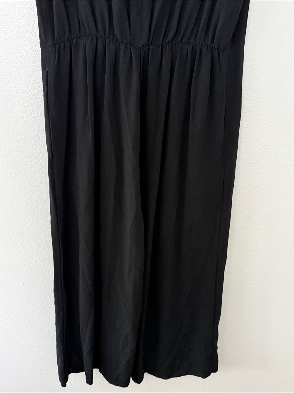 Eileen Fisher Black Sleeveless Scoop-Neck Faux-Wrap Cropped Jumpsuit Petite M - Picture 5 of 9